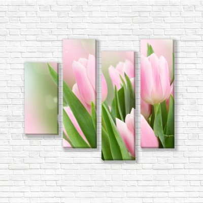 модульные картины Розовые тюльпаны